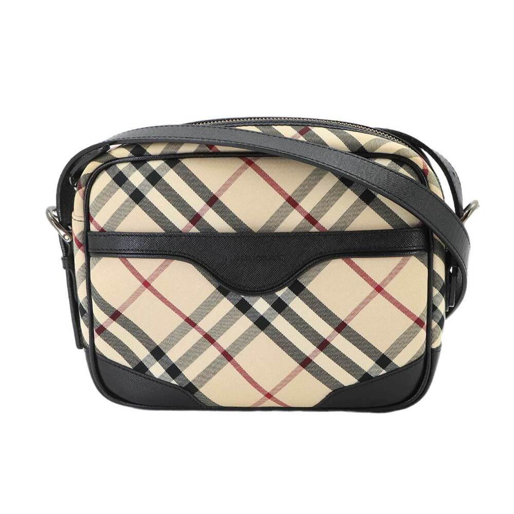 Burberry Nova Check Shoulder Handbag, Canvas and Leather, Beige Black.